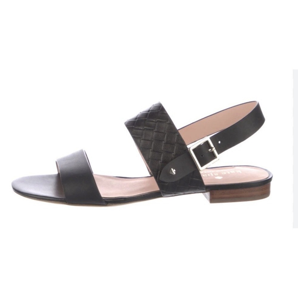 Kate Spade Cindy Black Woven Leather Buckle Slingback Sandals Size 11